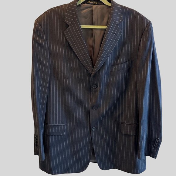 Lanificio F.lli Cerruti Super 110's Men's Jacket / Luxury Italian Wood Black 46R - Picture 1 of 16